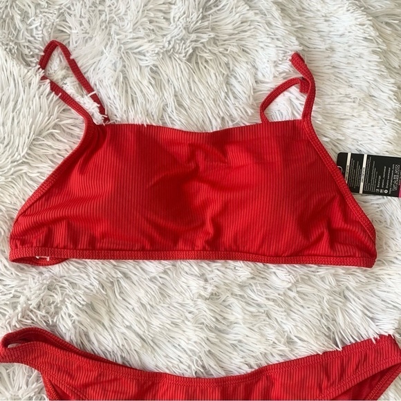 NWT SHEKINI Red Ribbed Halter Cheeky Bikini - Picture 6 of 12